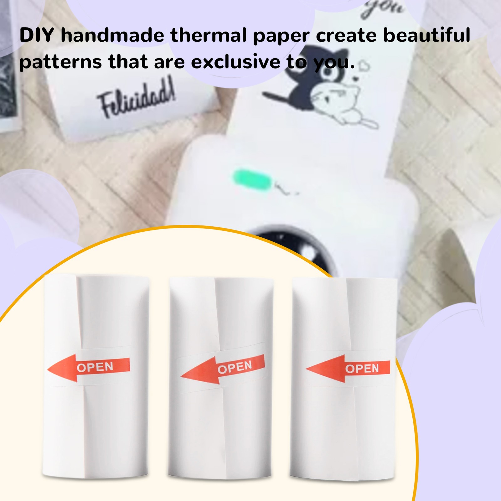 3 Rolls Printable Thermal 57X30mm Photo for P1 P2 Printer A7S81861