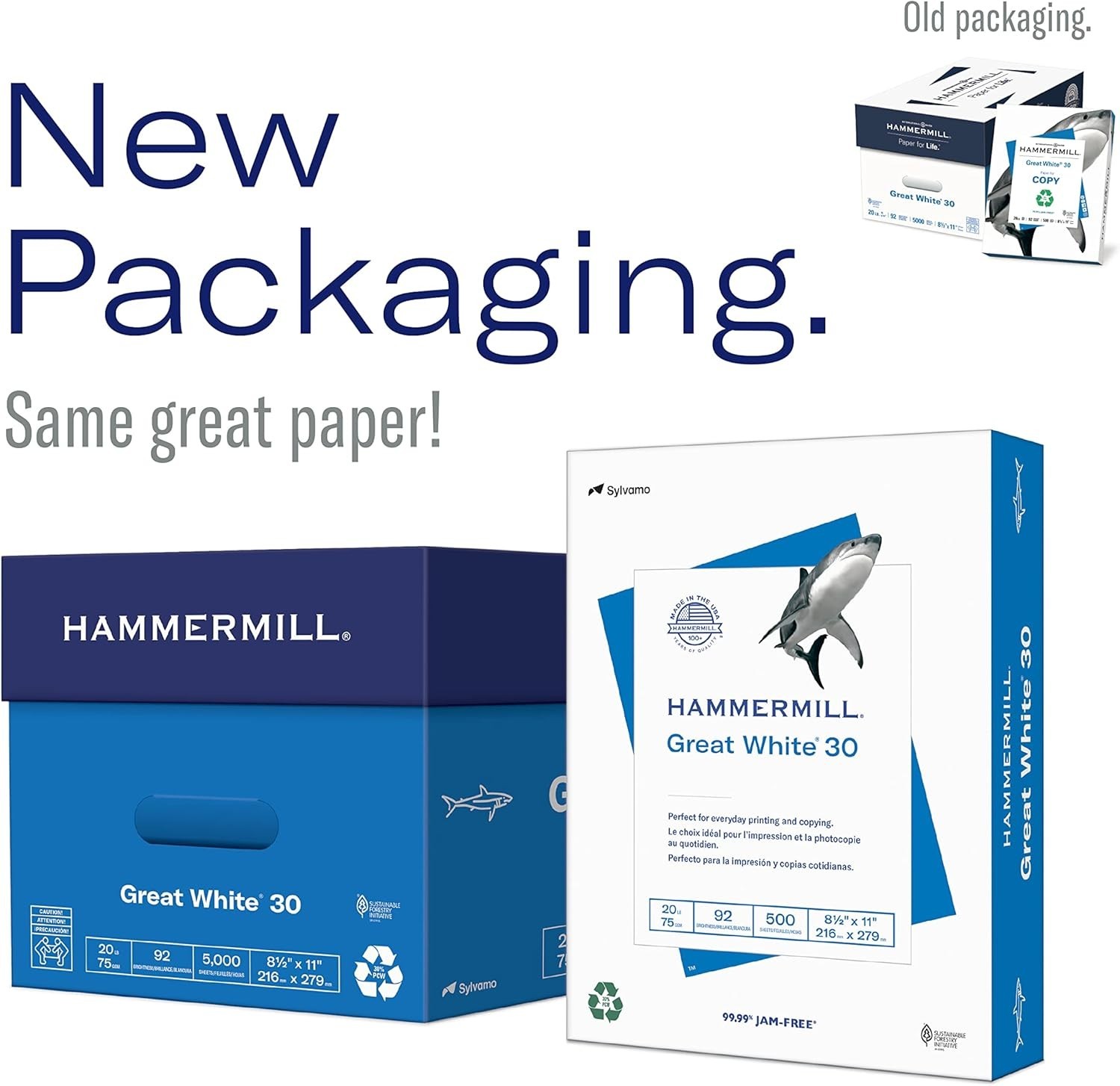 Eco-Friendly Great White Printer Paper | 500 Sheets, 92 Brightness, 30% Recycled