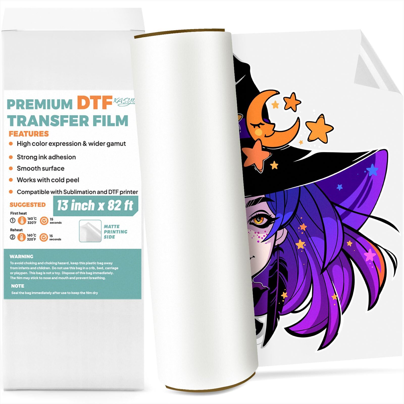 DTF Transfer Film Roll A3 13″ x 82ft Glossy Direct to Film for All Sublimatio…