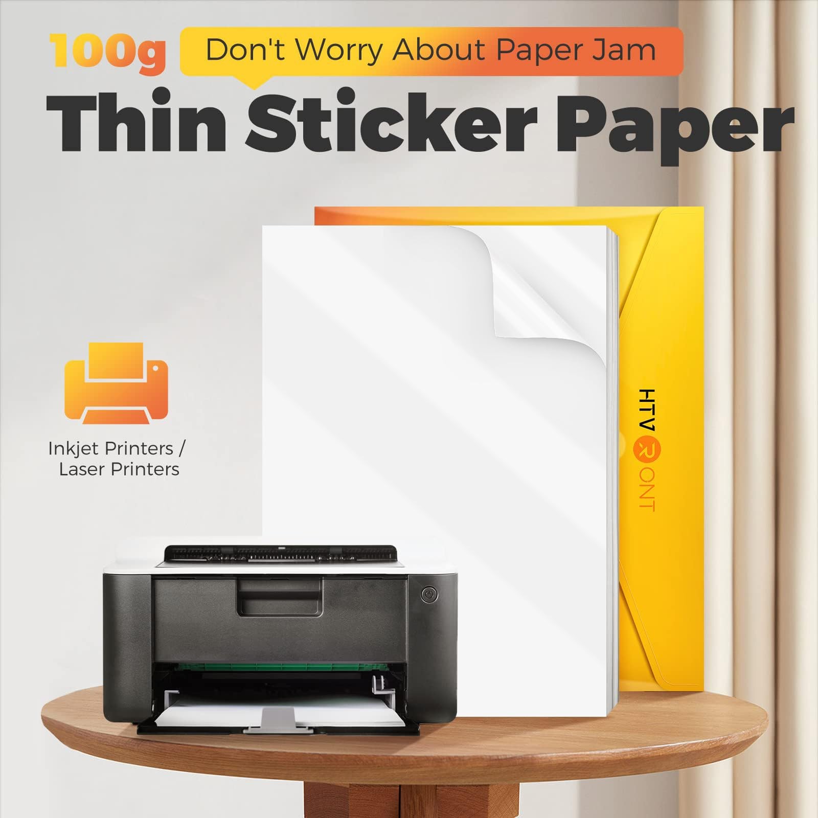 Printable Vinyl Sticker Paper, 100 Sheets Glossy Waterproof Sticker Paper For…