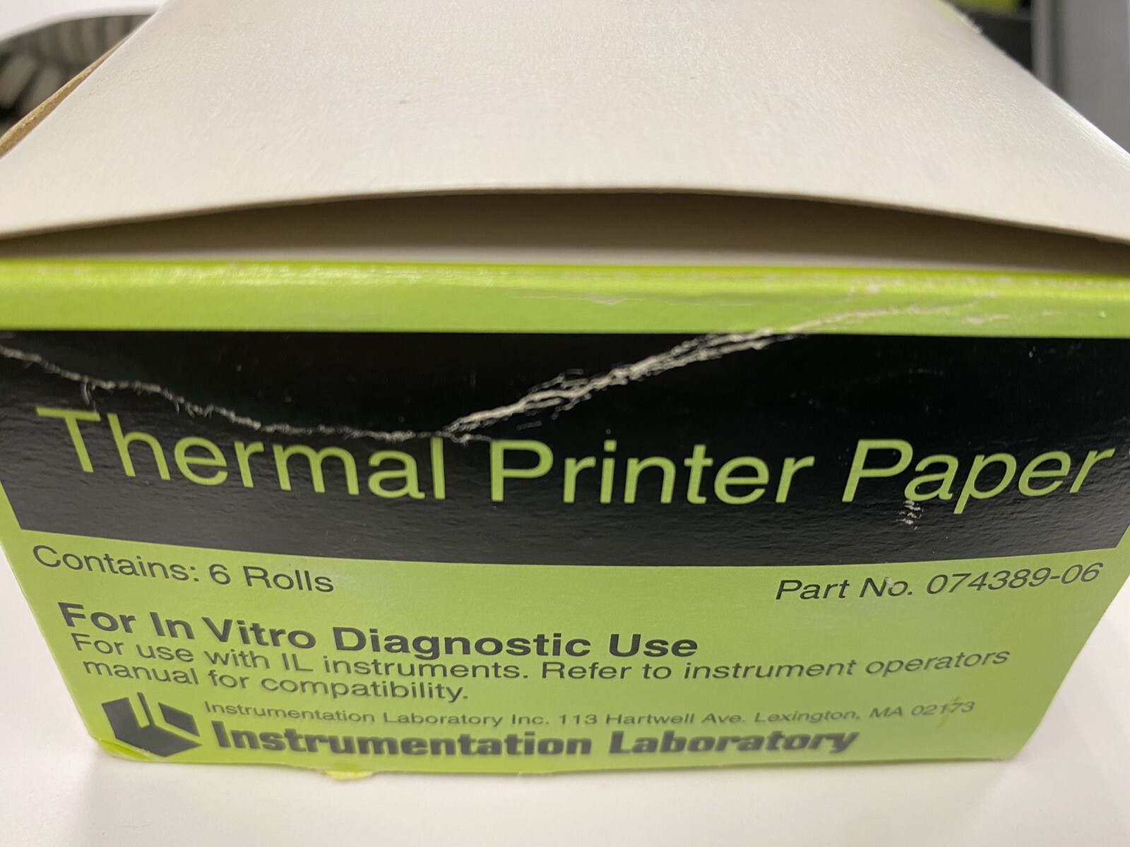 Instrumentation Laboratory Thermal Printer Paper 6 Rolls Part# 074389-06
