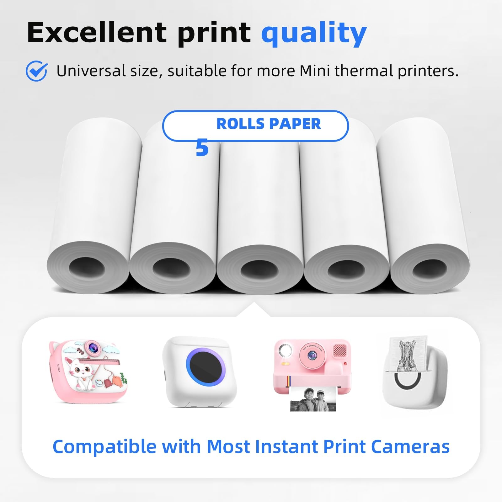 Thermal printing Paper P01 5 Rolls for Most Instant Print Cameras, DIY, graph…