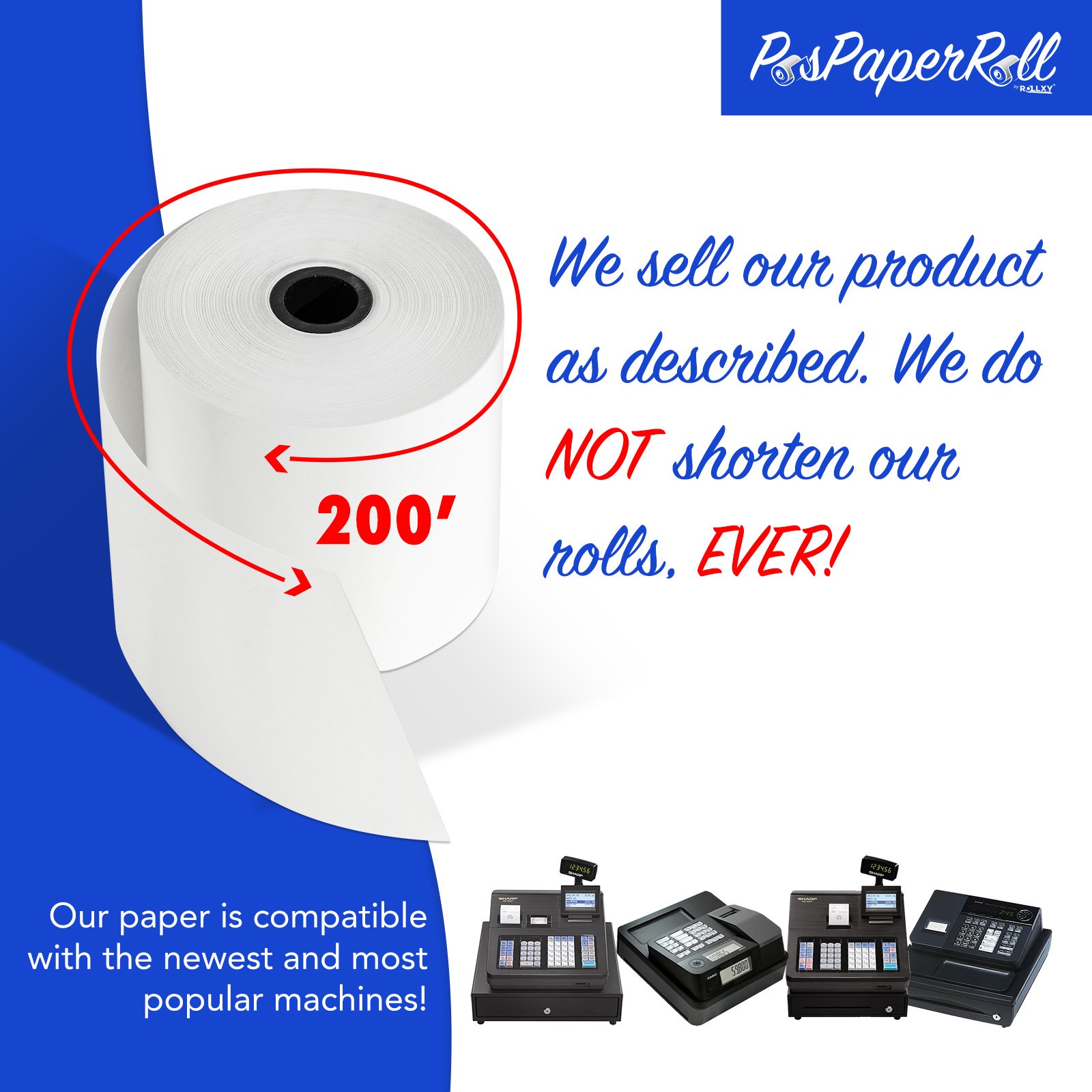 2 1/4″ X 200′ THERMAL RECEIPT PAPER-50 ROLLS **FREE SHIPPING**
