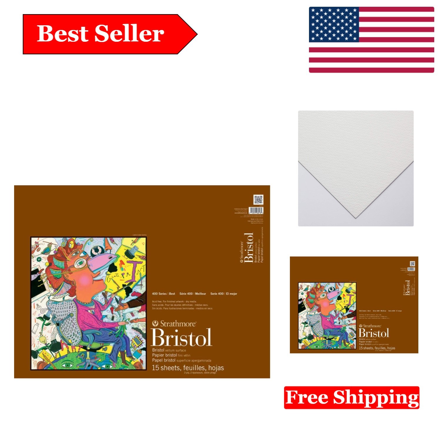 400 Series Bristol Vellum Pad – 15 Sheets – Heavyweight, Smooth Finish