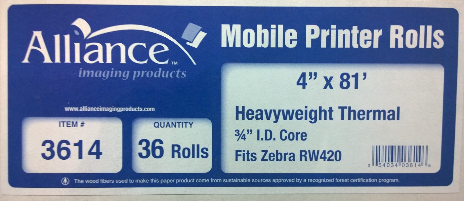 THERMAL RECEIPT ROLLS – BROTHER & ZEBRA MOBILE PRINTERS 4 in x 81 ft, 36 ROLLS