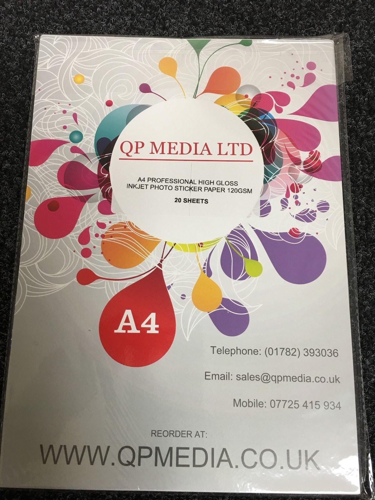 “CREATE YOUR OWN STICKERS” A4 120GSM WHITE GLOSS INKJET PHOTO STICKER PAPER