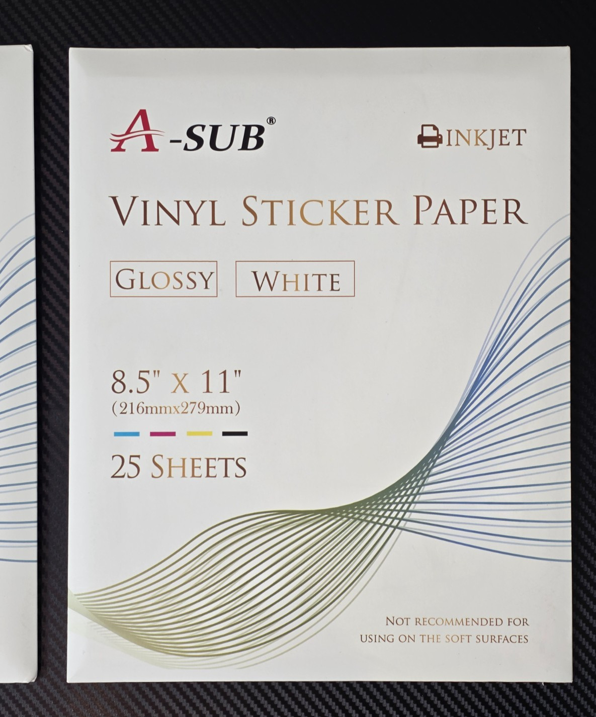 A-Sub Set of 2 Inkjet Vinyl Sticker Paper Glossy White 8.5″ x 11″ 25 Sheet Each