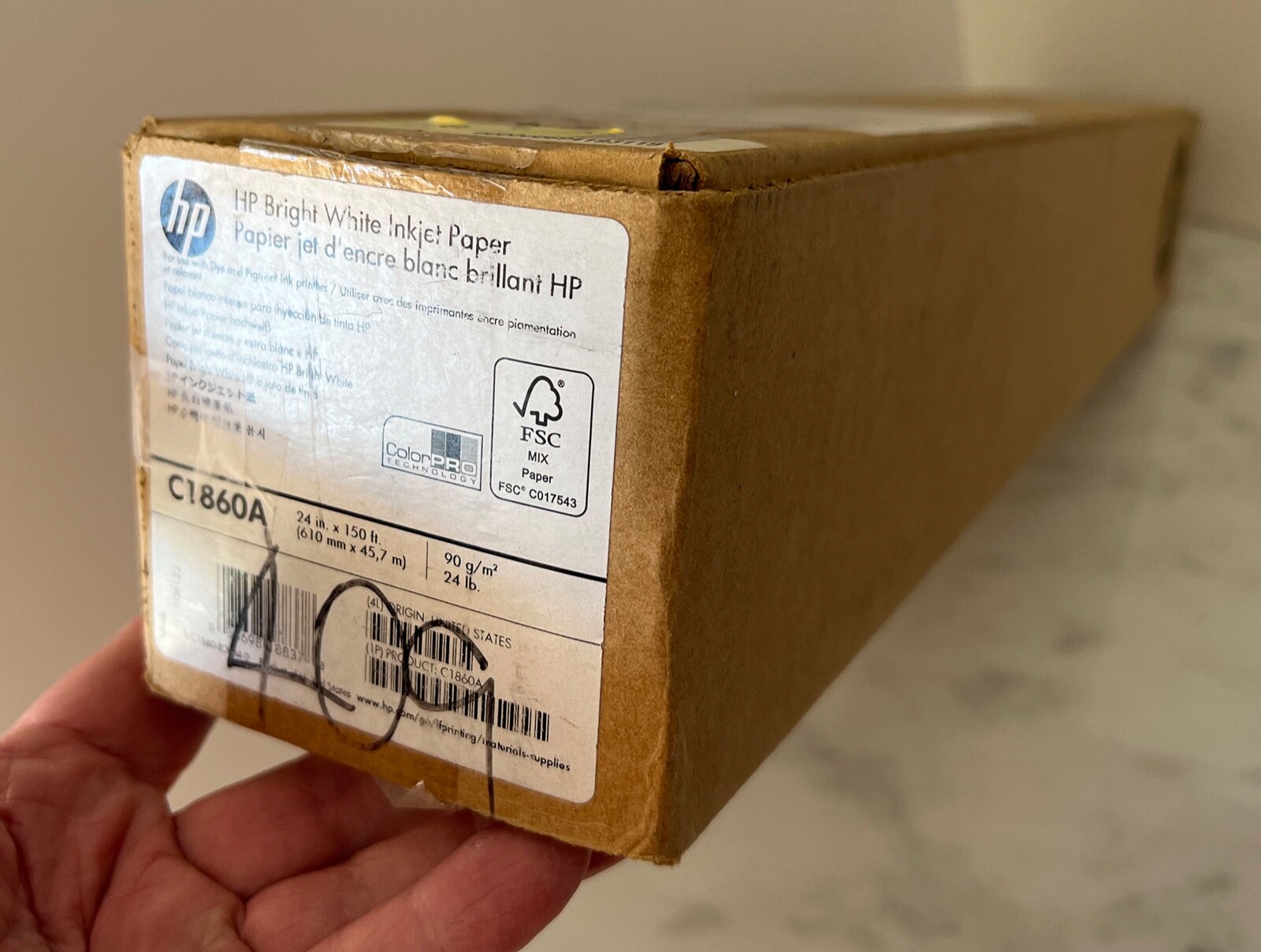 HP Bright White Inkjet Paper 24 Inches x 150 Feet Roll C1860A, NEW Genuine
