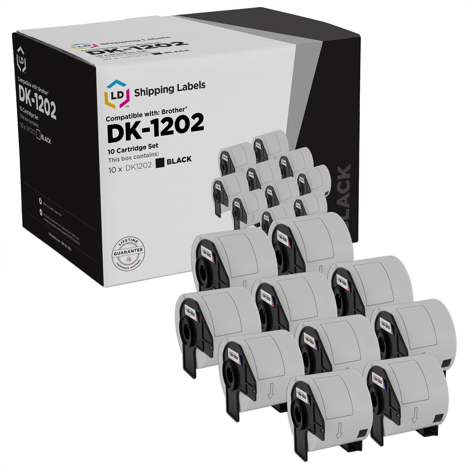 LD Compatible Brother DK-1202 10 Rolls of Shipping Labels / 2.4 in x 3.9 in