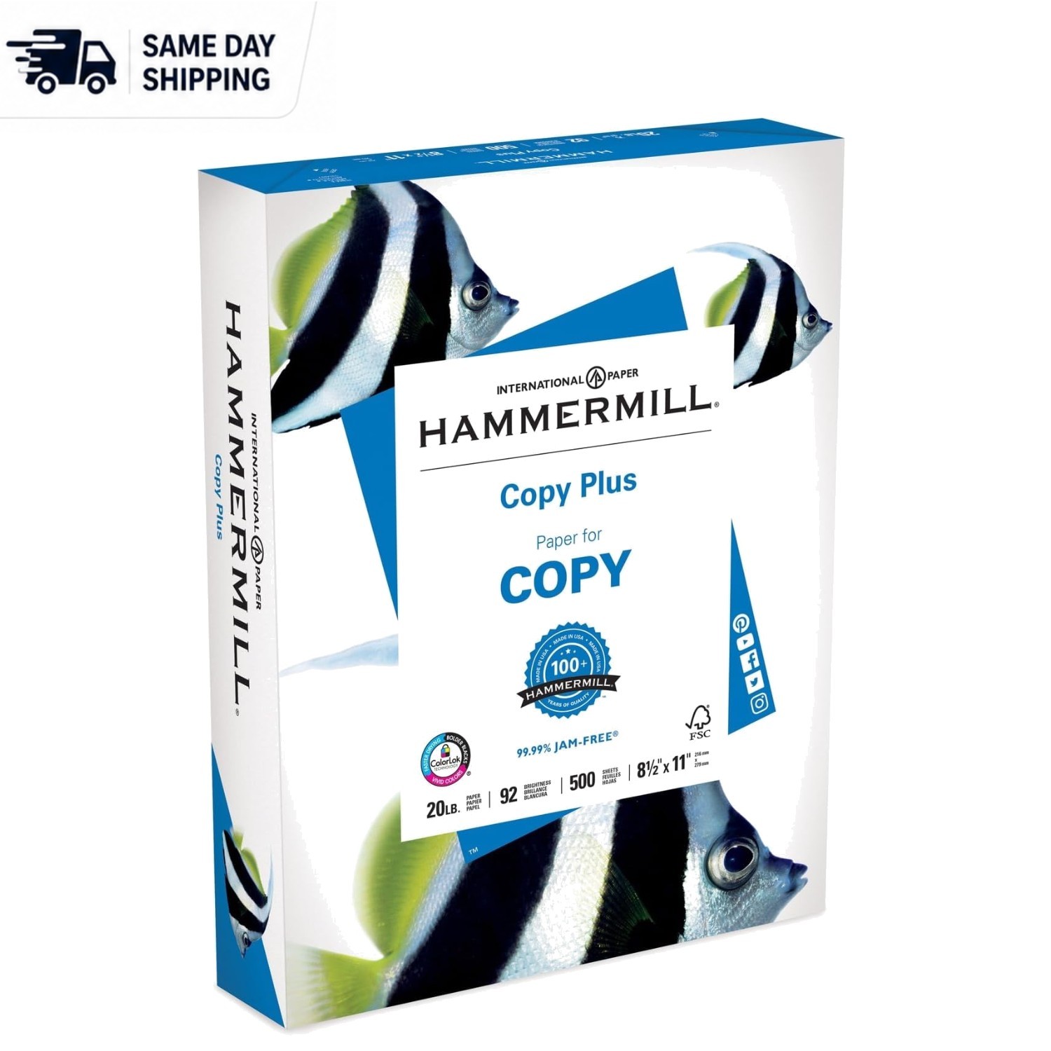 92 Bright 20 lb Copy Paper – 500 Sheets, Smooth Finish, Acid-Free & Renewable