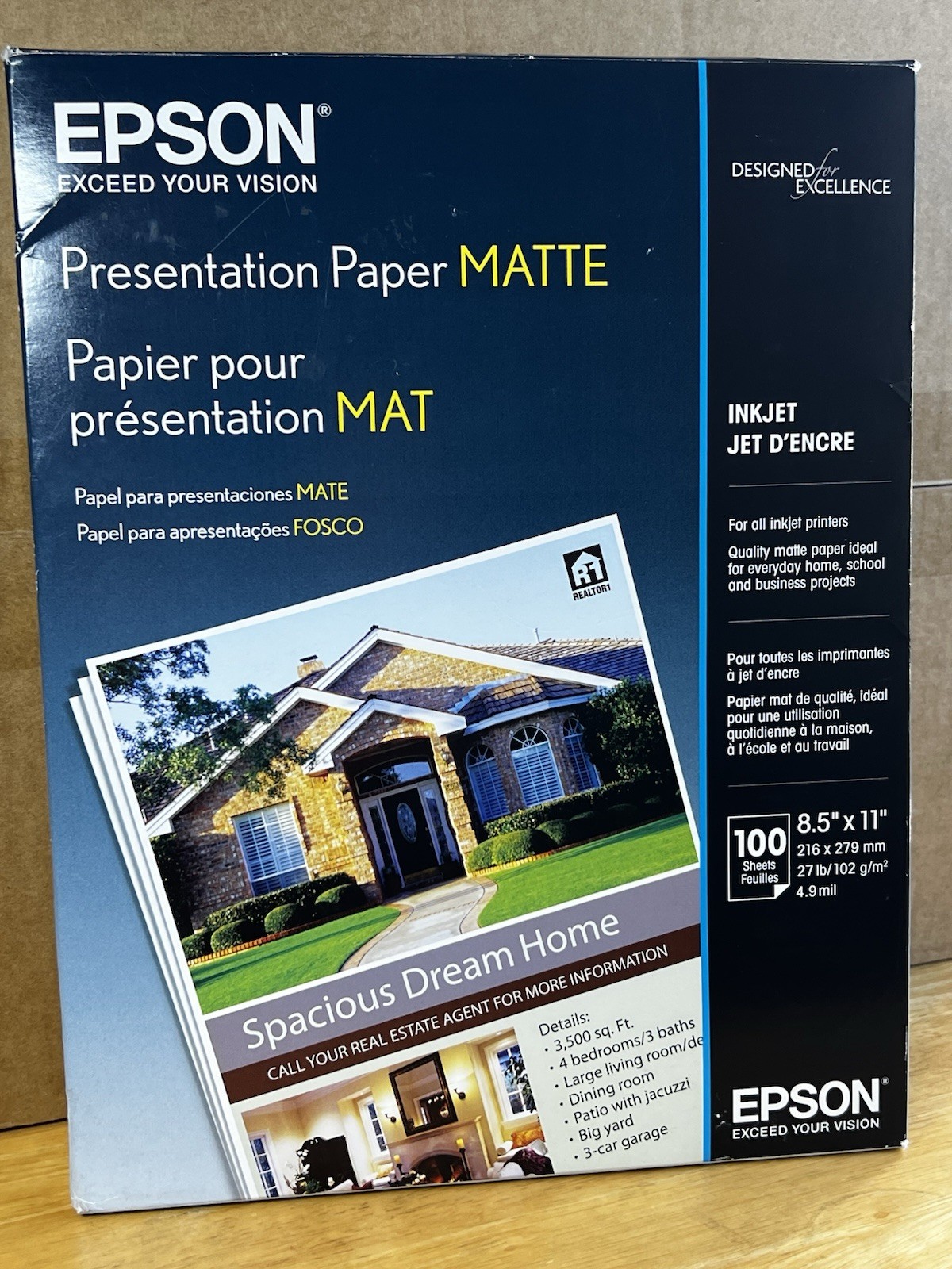 Epson Presentation Paper MATTE S041062 – 27 lbs. 8-1/2 x 11 Pack of 100 white
