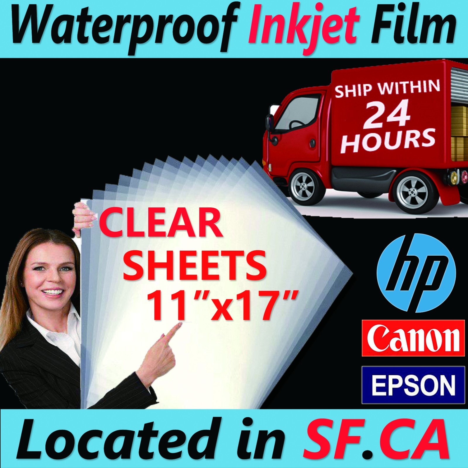 100 Sheets，11″x17″，Waterproof Inkjet Screen Printing Transparency positive Film