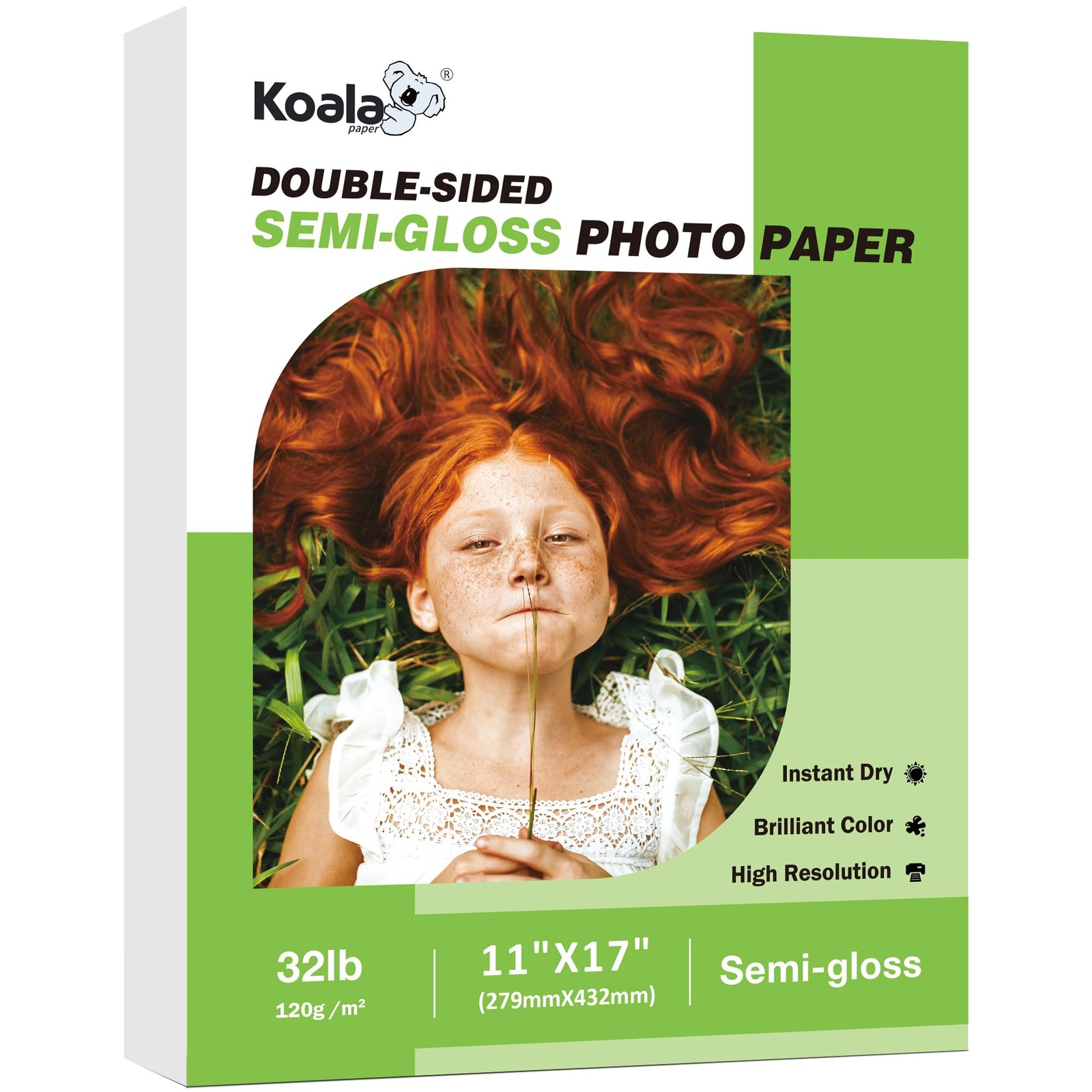 100 PCS Thin Double Sided SemiGloss Photo Paper 11×17 Inch 32LB Laser Ink
