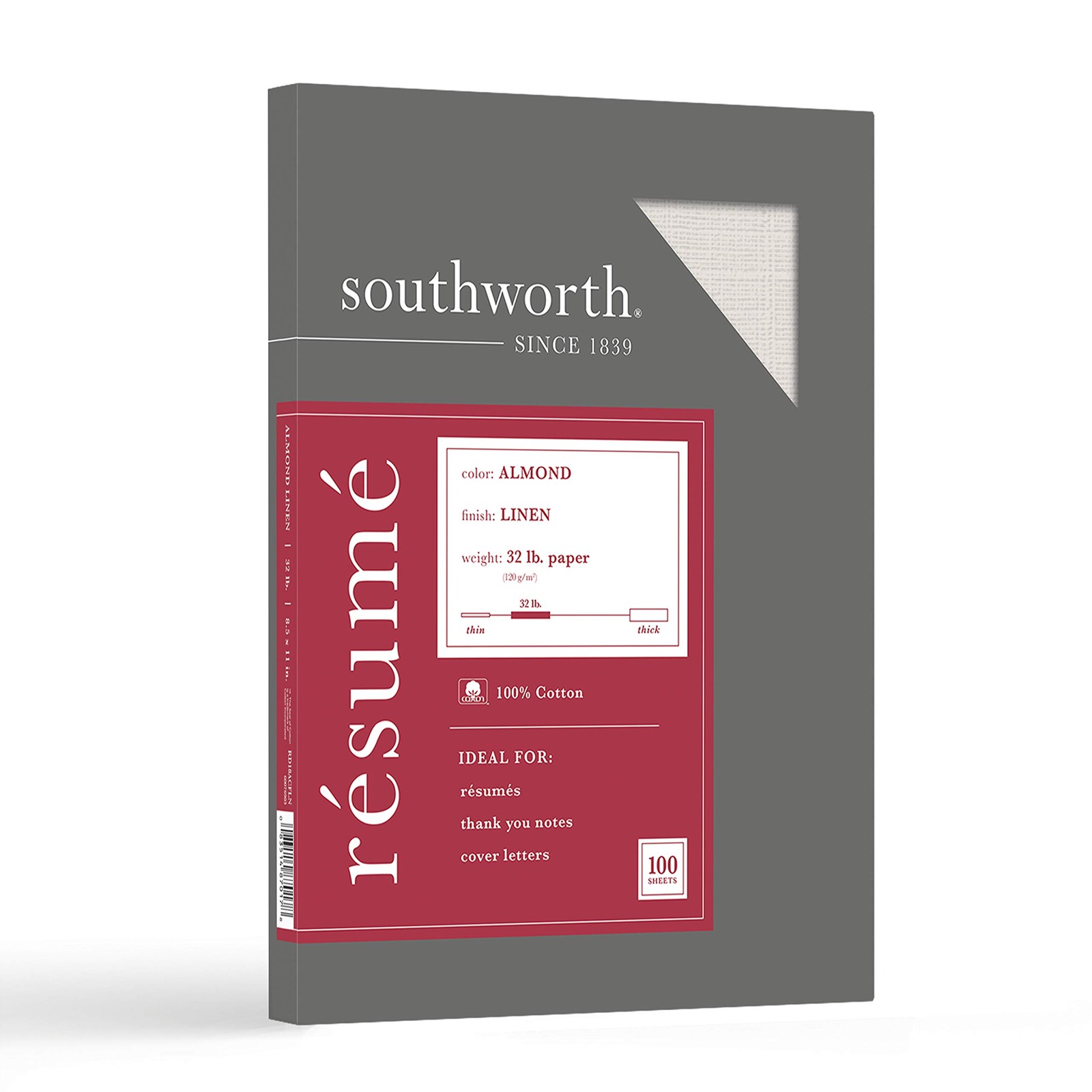 100 PCS Resume Paper 8.5×11 Inch Almond 32lb 100 Cotton Recycled Stationery