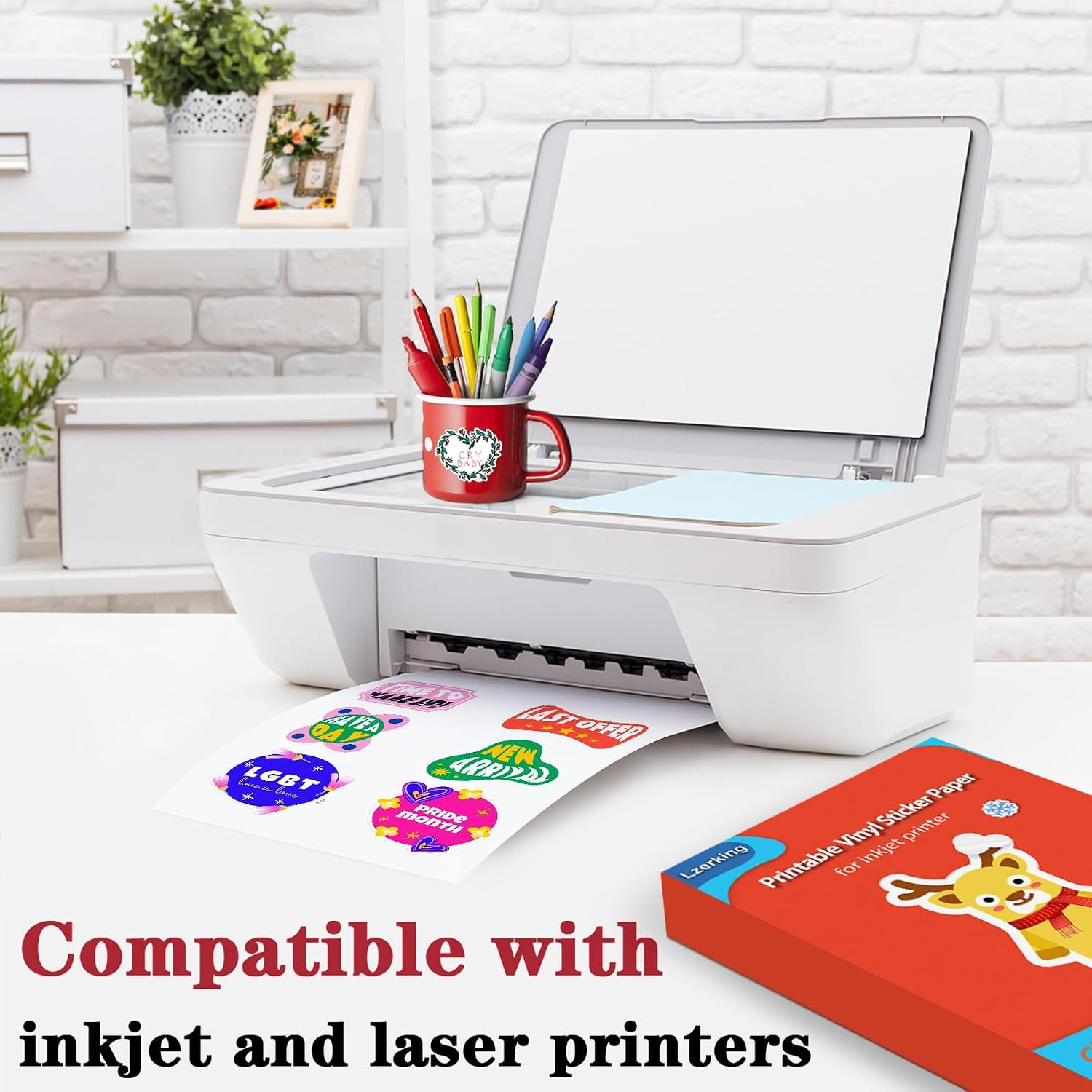 200 Sheets Glossy Printable Vinyl Sticker Paper for Inkjet & Cricut