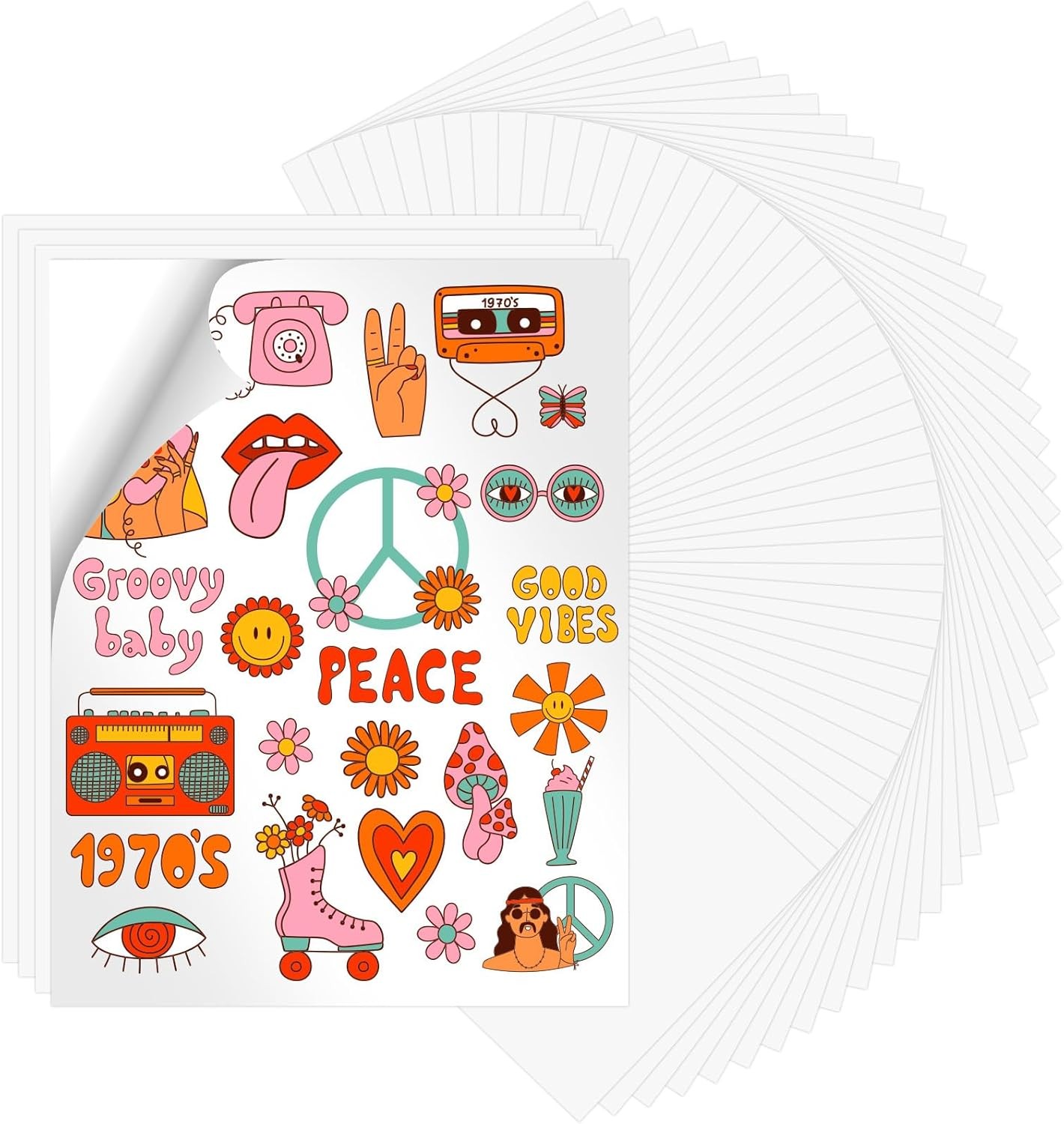 HTVRONT Printable Vinyl for Inkjet Printer & Laser Printer Glossy White 8.5″x11″