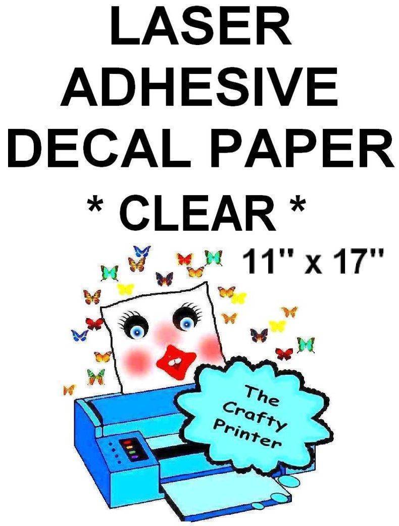 LASER CLEAR GLOSSY – Water Resistant Adhesive Decal Paper – 11×17 – 10 Sheets