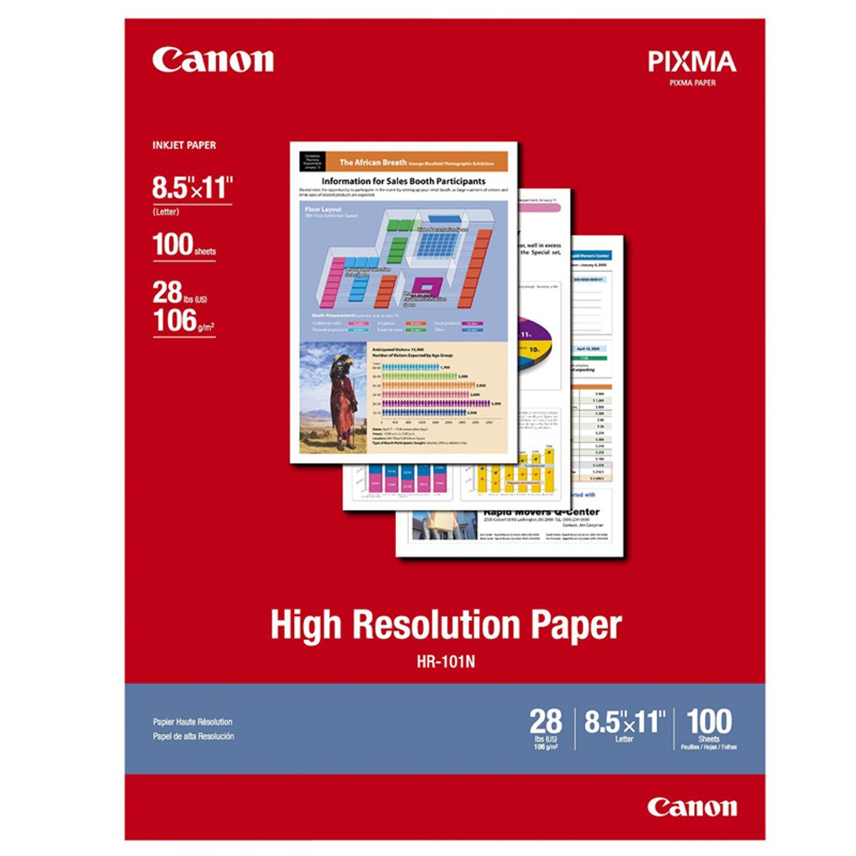 Canon HR-101 High Resolution Paper, Smooth, Bright White Matte Inkjet Paper, 8.5