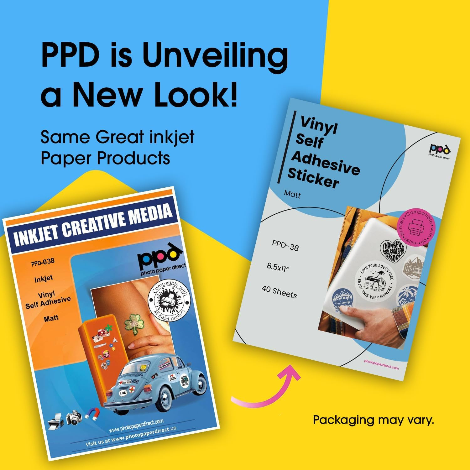 PPD Premium Printable Vinyl Sticker Paper for Inkjet Printer – 40 Sheets Matt St