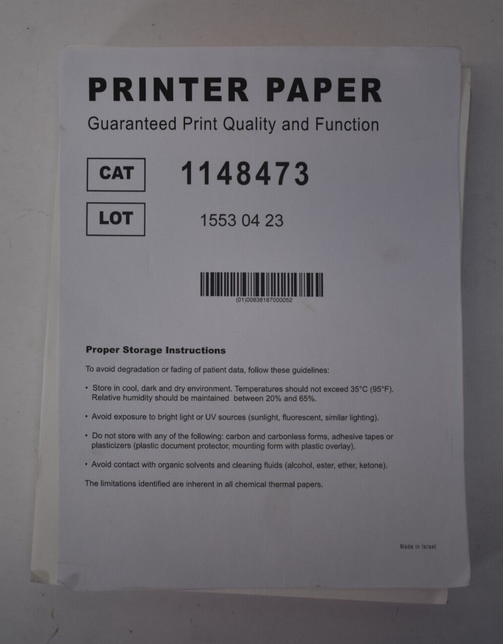 Lot of 600 Thermal Recording Paper Printer Paper White Sheets F Fold 1148473