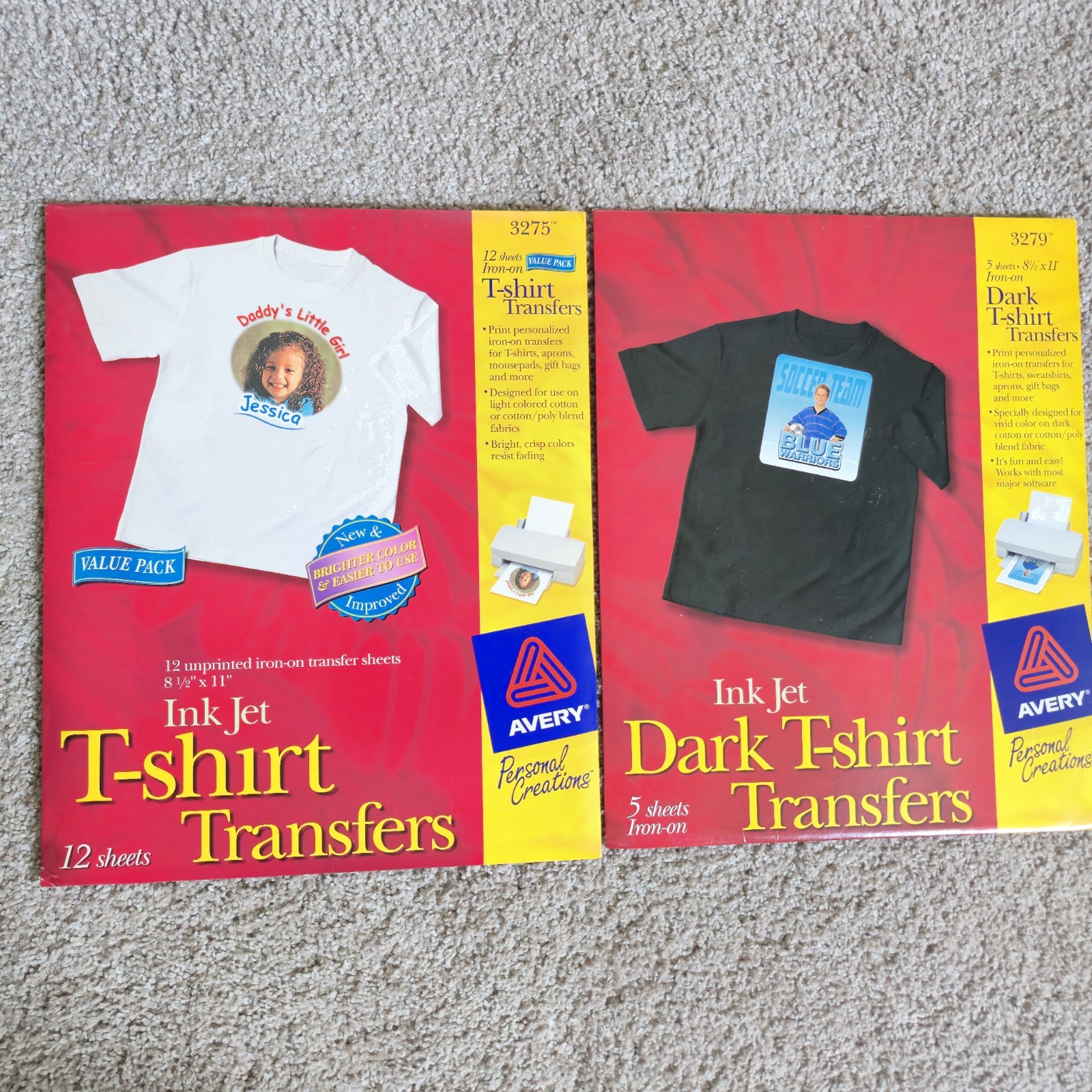 Avery Dark T-Shirt Iron-On Transfers Ink Jet New 8 1./2 in x 11 in # 3279 3275
