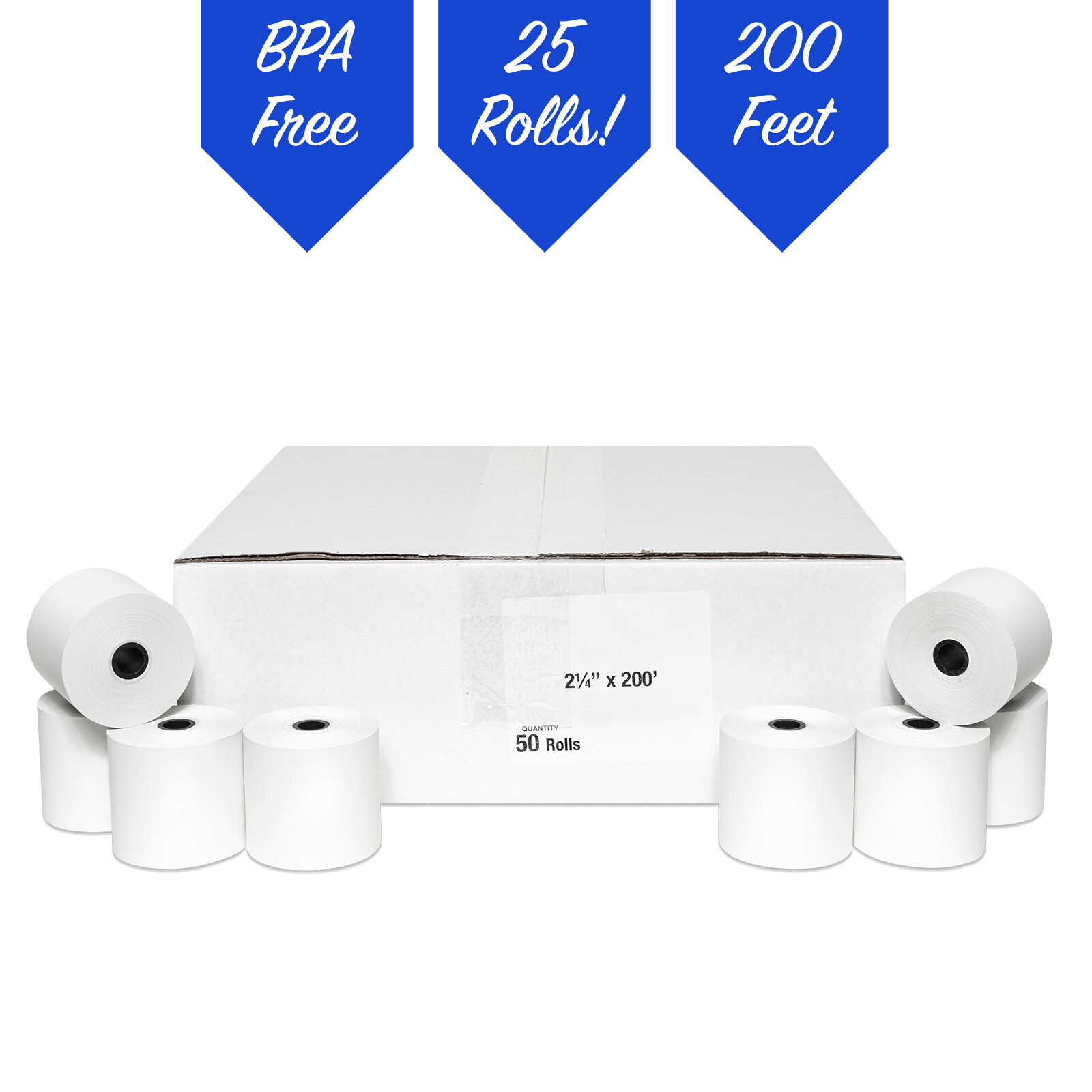 25 Rolls of 2 1/4 x 200 Thermal Paper Rolls for CBM 262, CBM 291, ER-A450T
