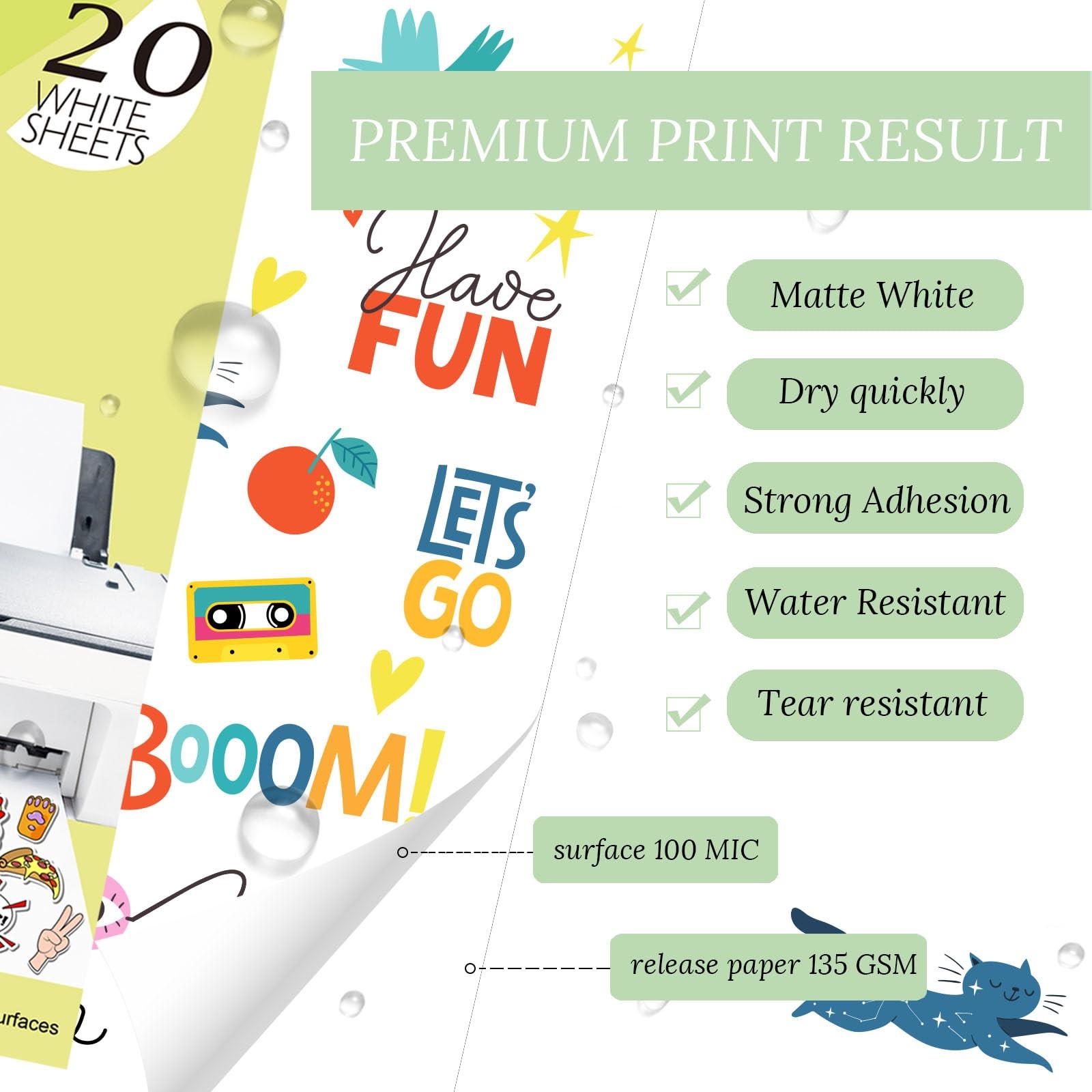 20 Sheets White Sticker Paper for Printing A4 216x279mm, Self Adhesive On…