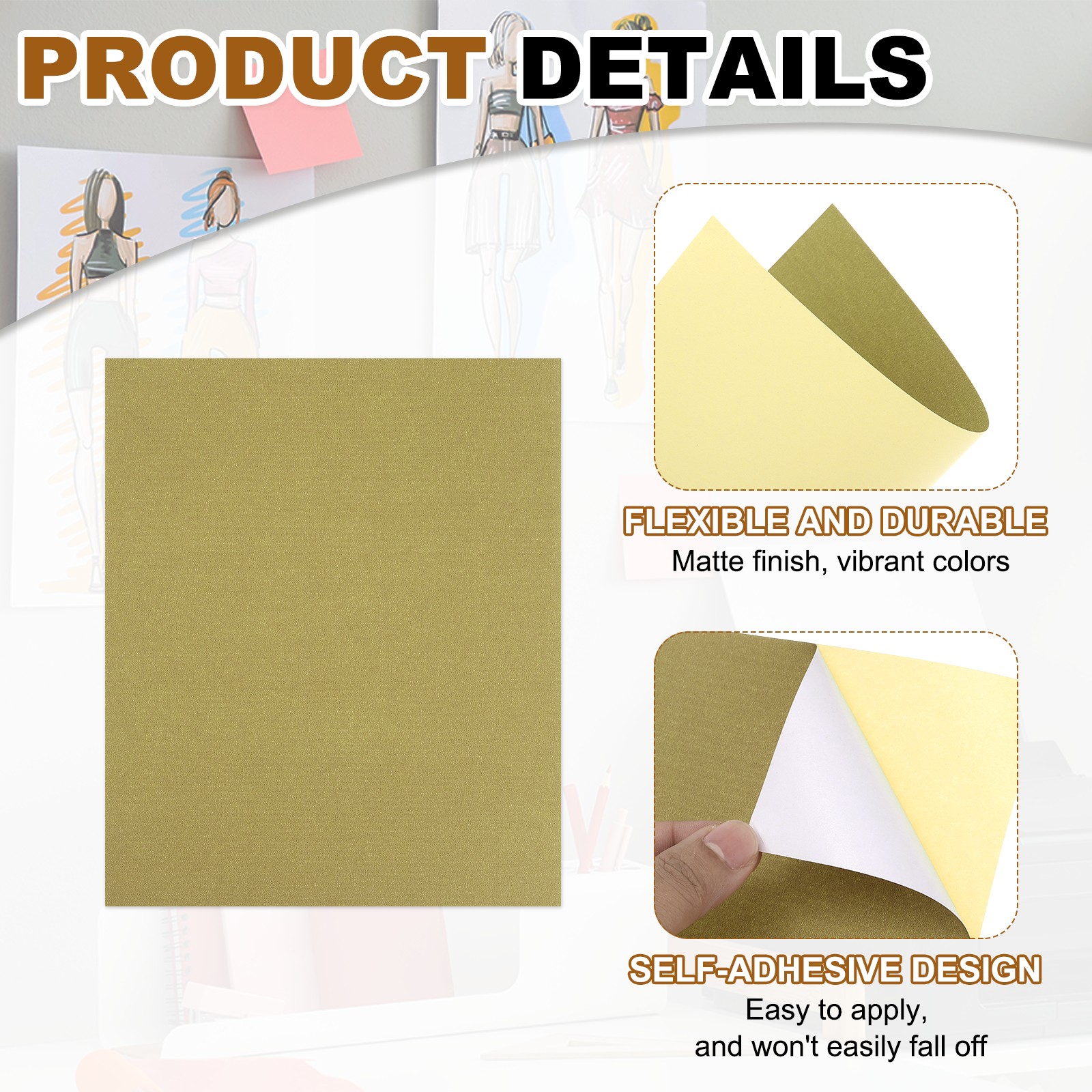 15 Sheets Printable Self Adhesive Sticker Paper for Inkjet Printer, Brown
