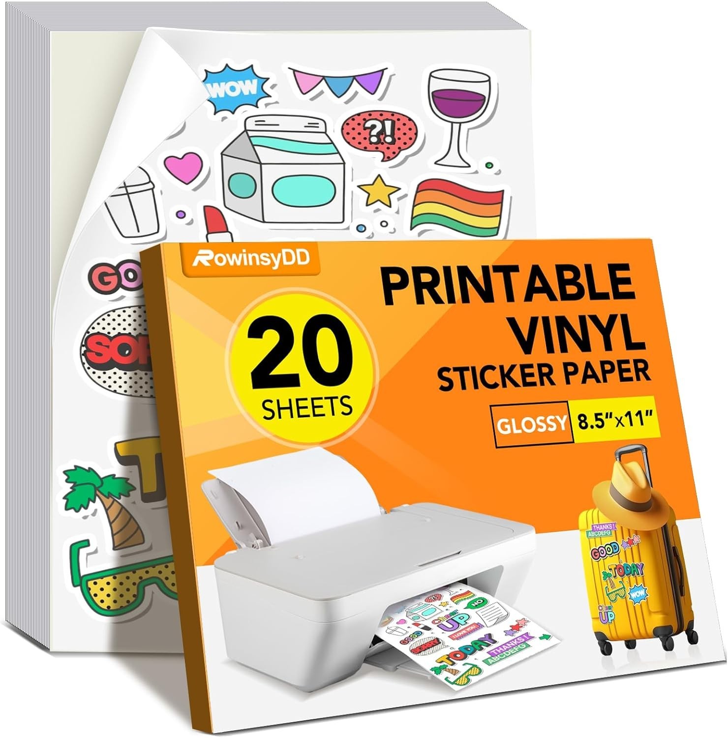20 PCS Sticker Paper for Inkjet Printer, Printable Vinyl Sticker Paper Dries …