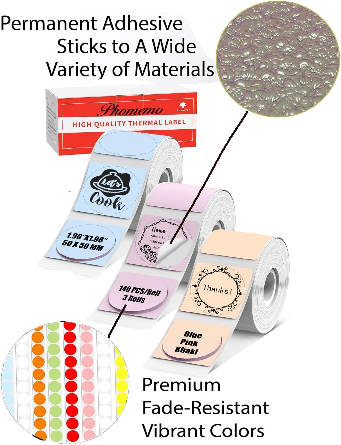 1 Roll Self-Adhesive Thermal Label Sticker Paper for Phomemo M110/M200 Printer
