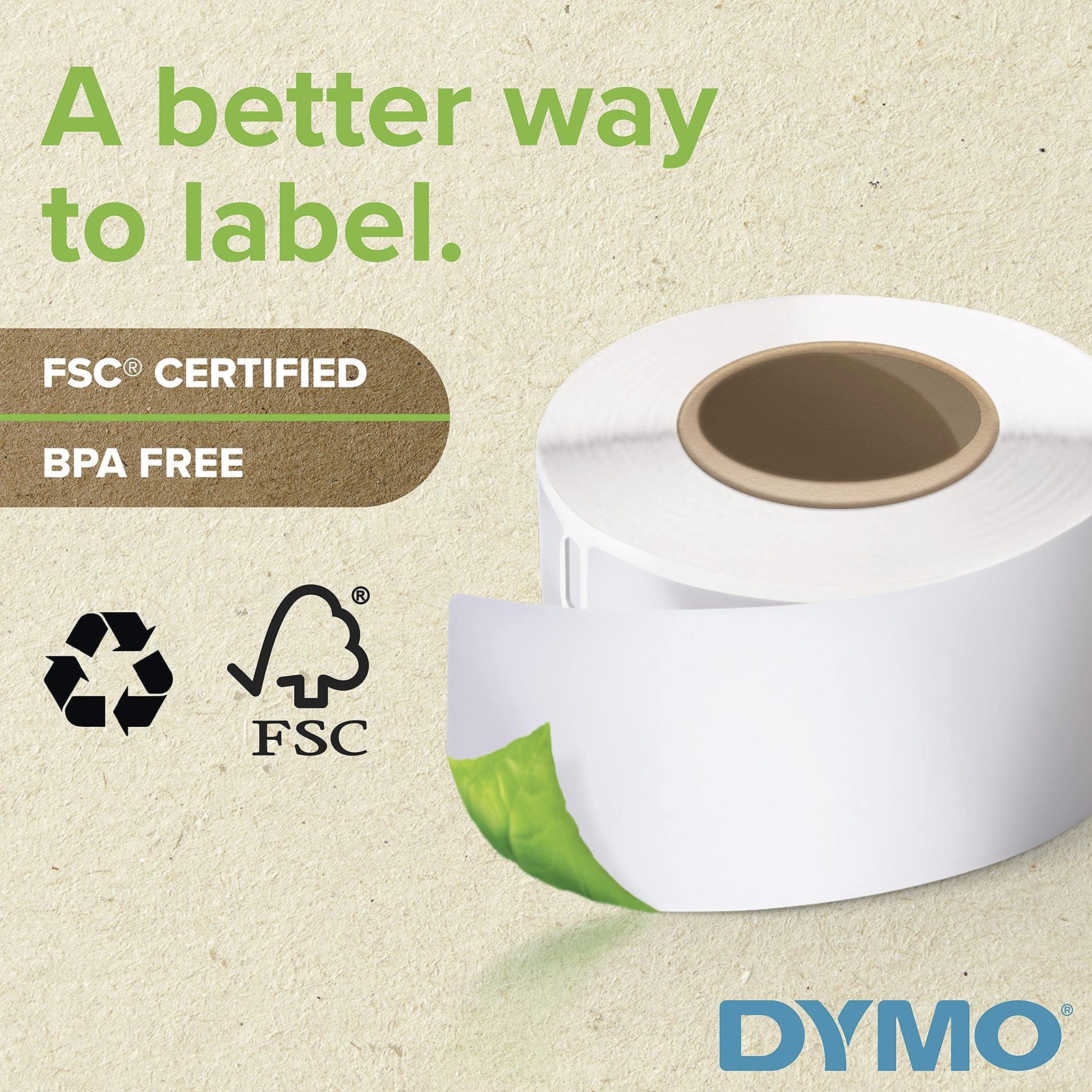 DYMO Authentic LW Continuous Labels, Labels for 1 roll, White