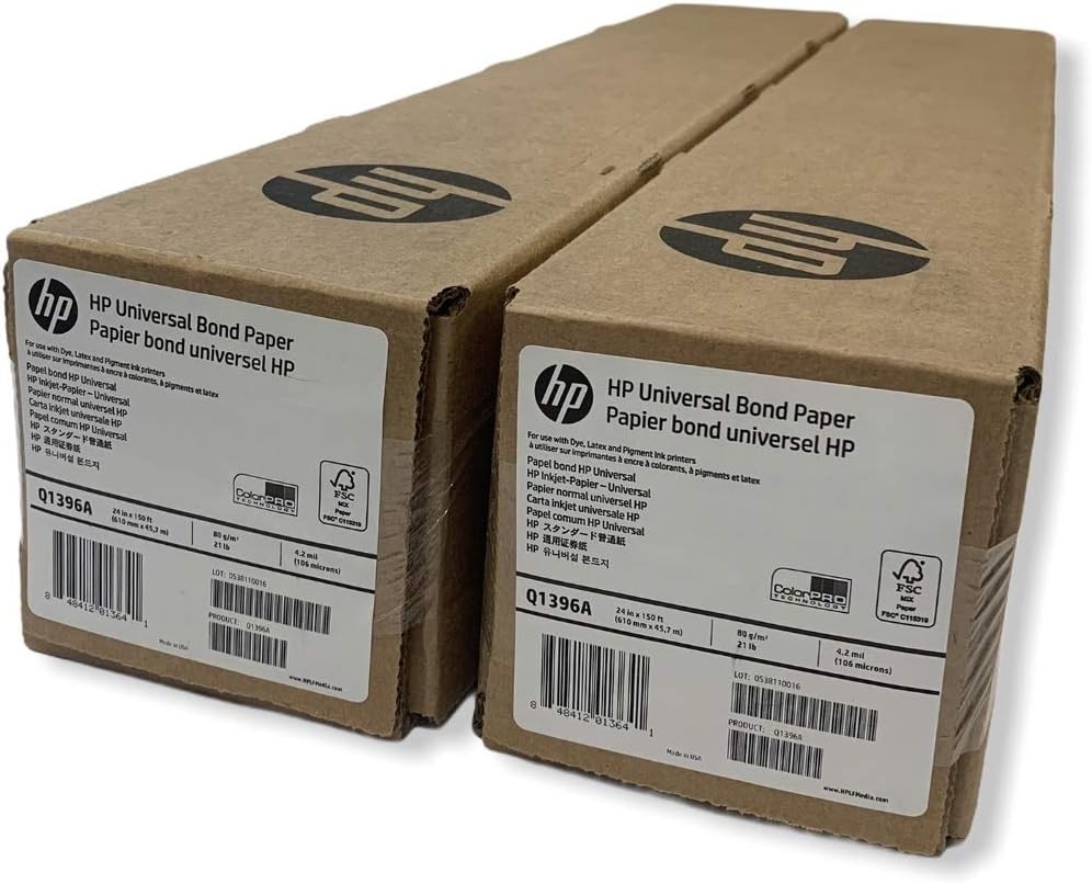 24″x150′ Bond Paper – 2 Pack, ColorPRO, Recyclable, FSC, HP Compatible