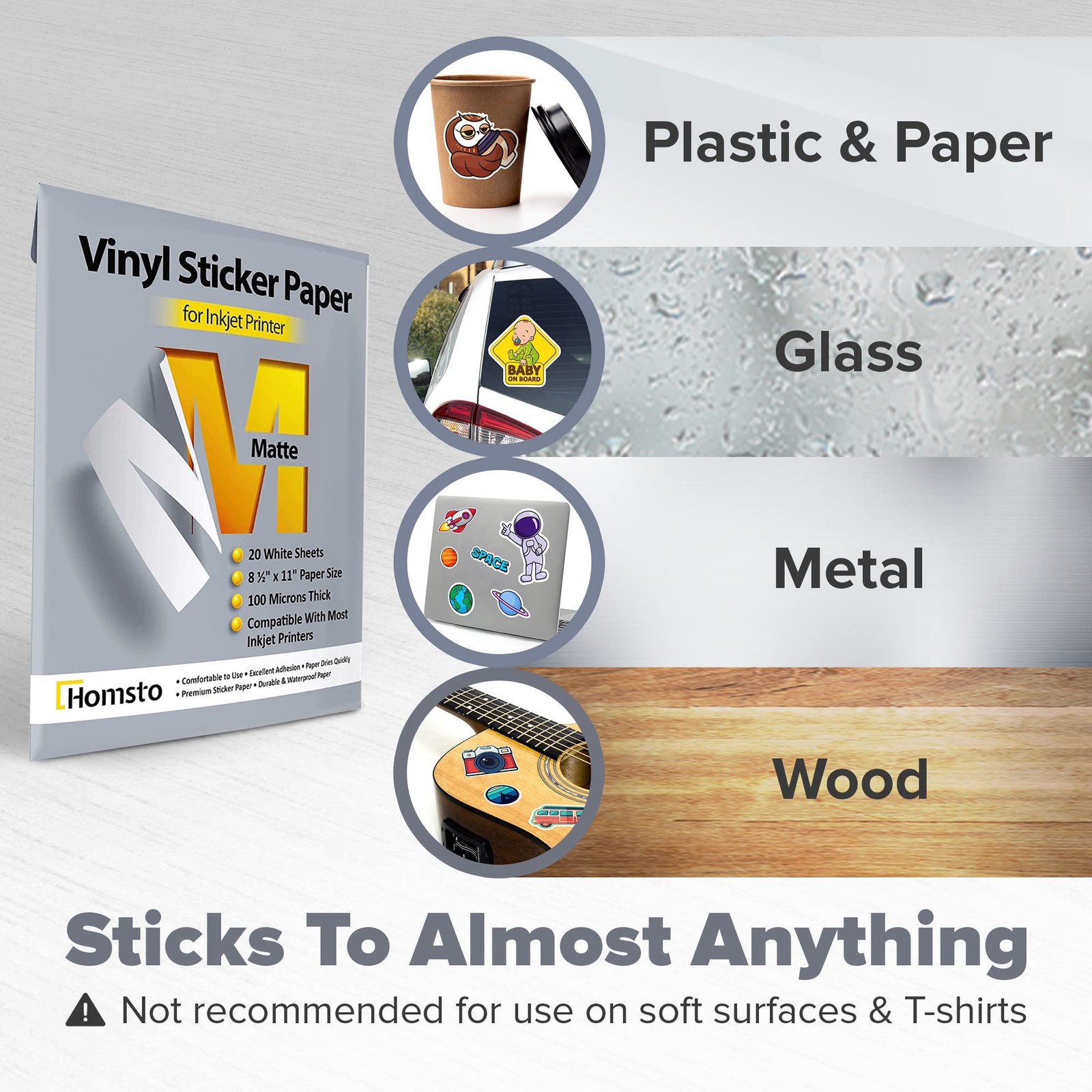 Printable Vinyl Sticker Paper for Inkjet Printer – Self Adhesive Matte Waterp…