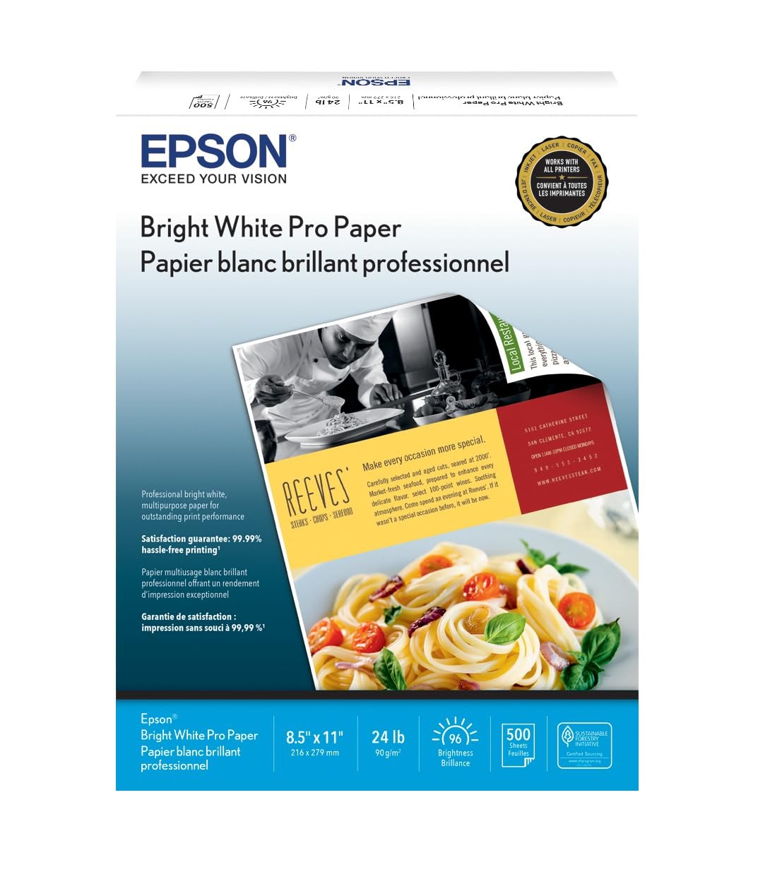Inkjet Printer Paper 8.5×11 500 Sheets Ultra Smooth Bright White For All Printer