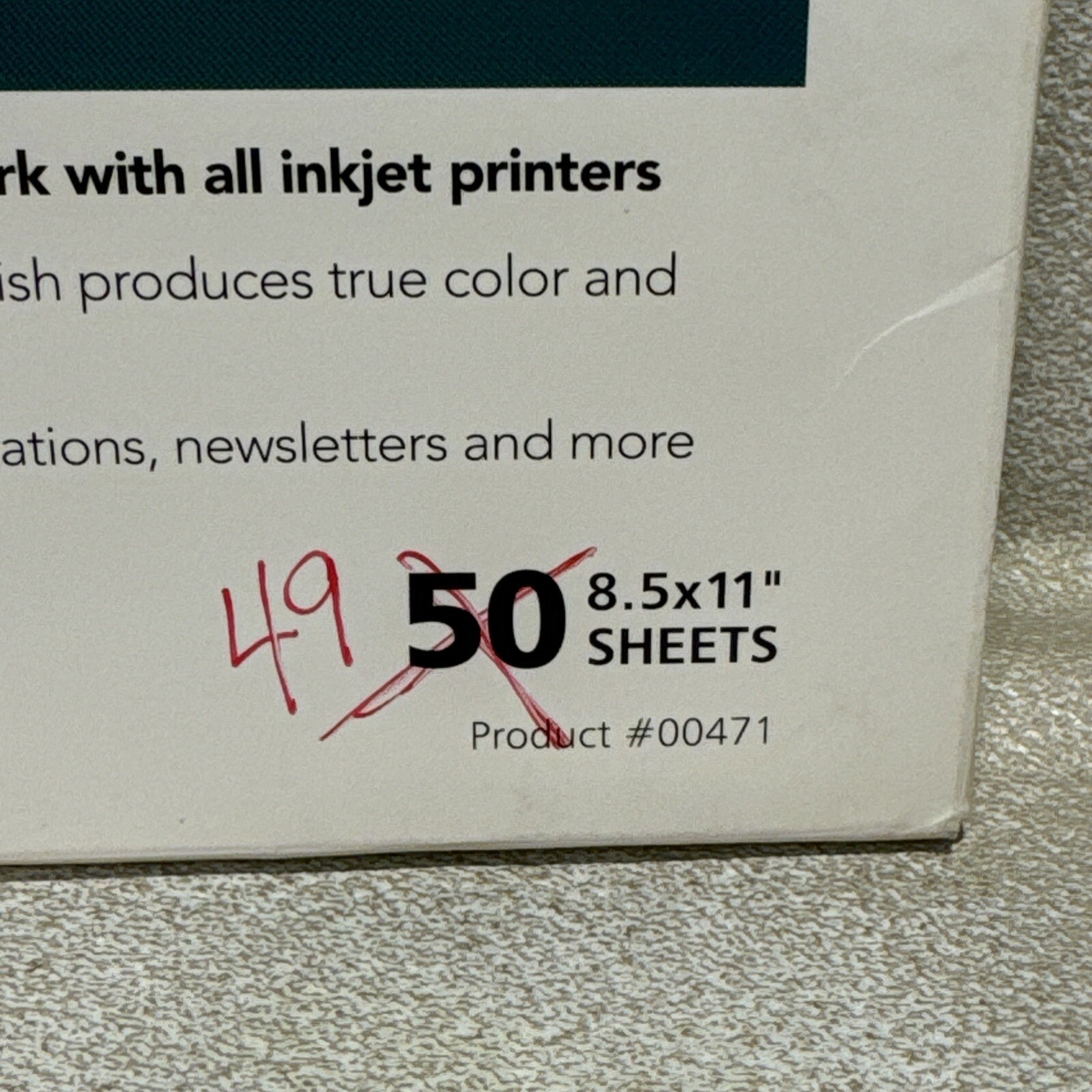 Burlington Printworks #00471 Photo Paper 8.5”x11” MATTE 49 Sheets (used 1 Sheet)