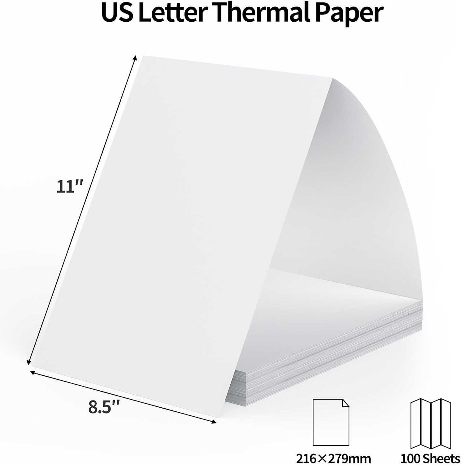 “9527 Thermal Printer Paper 8.5×11 Inch US Letter 100 Sheets Folded Continuous P