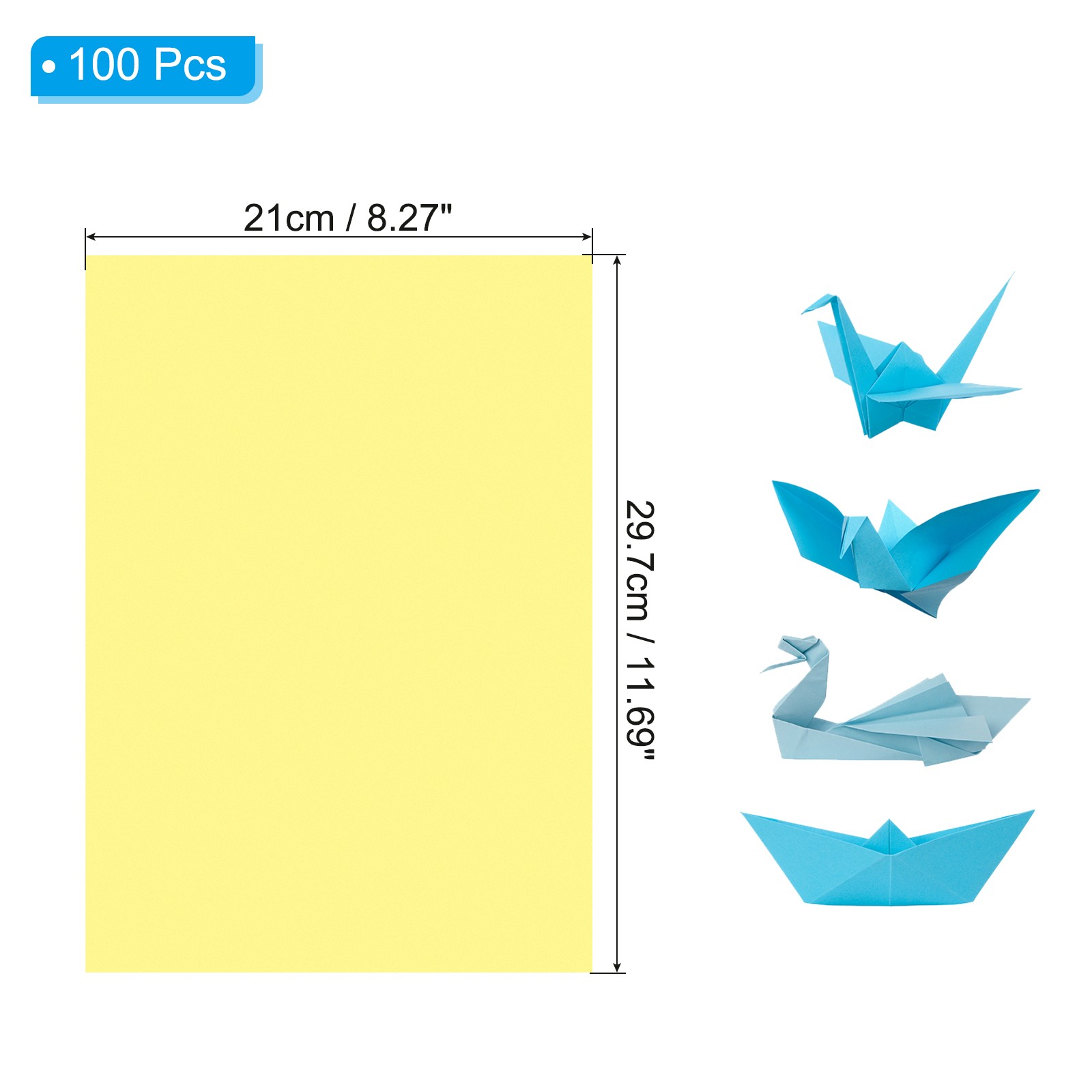 Light Yellow Color Copy Paper, 100 Sheets 11.7×8.3″ A4 70gsm
