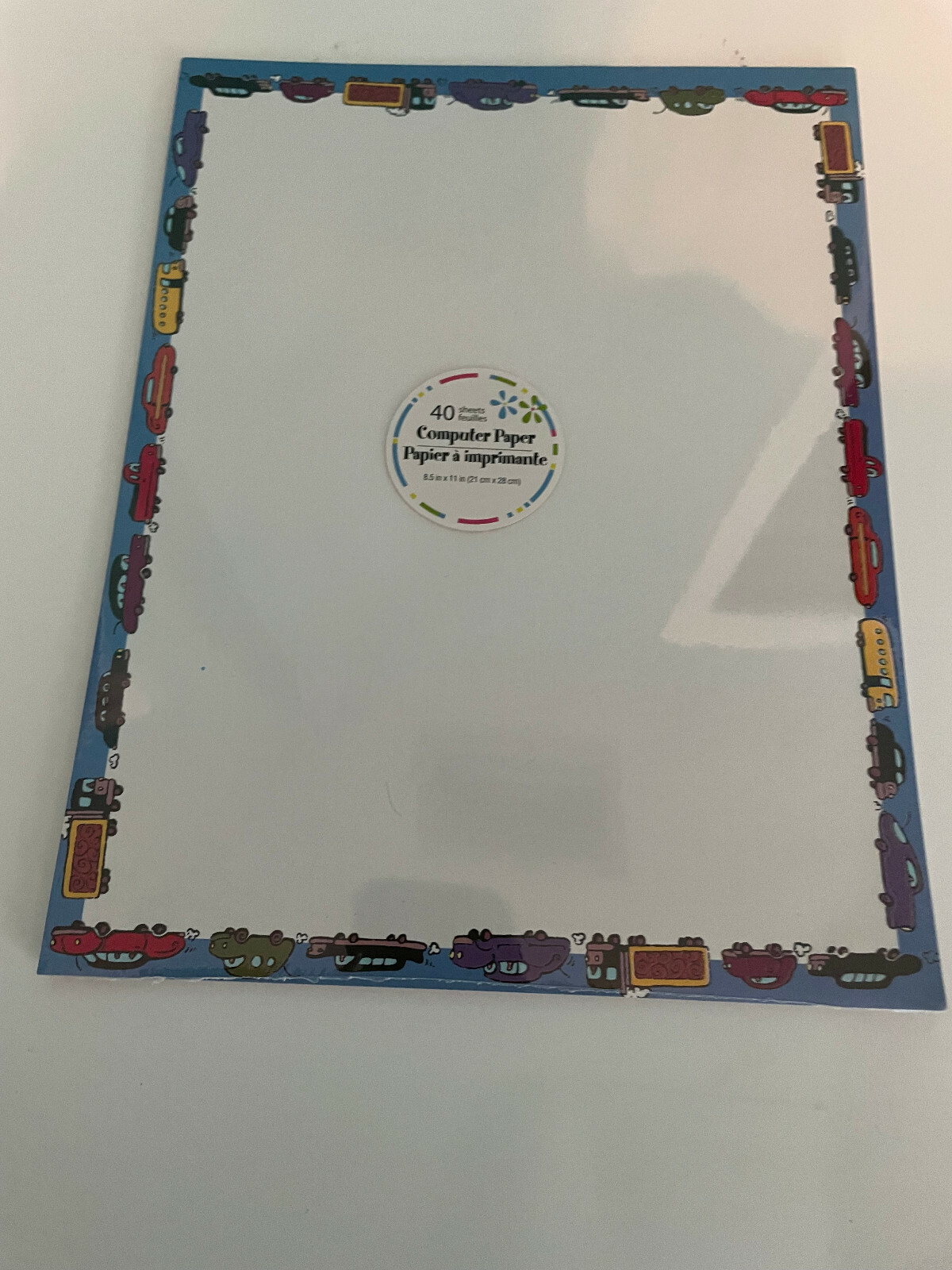 Buses And Different Cars On Border Of 40 Sheets Of Computer Paper