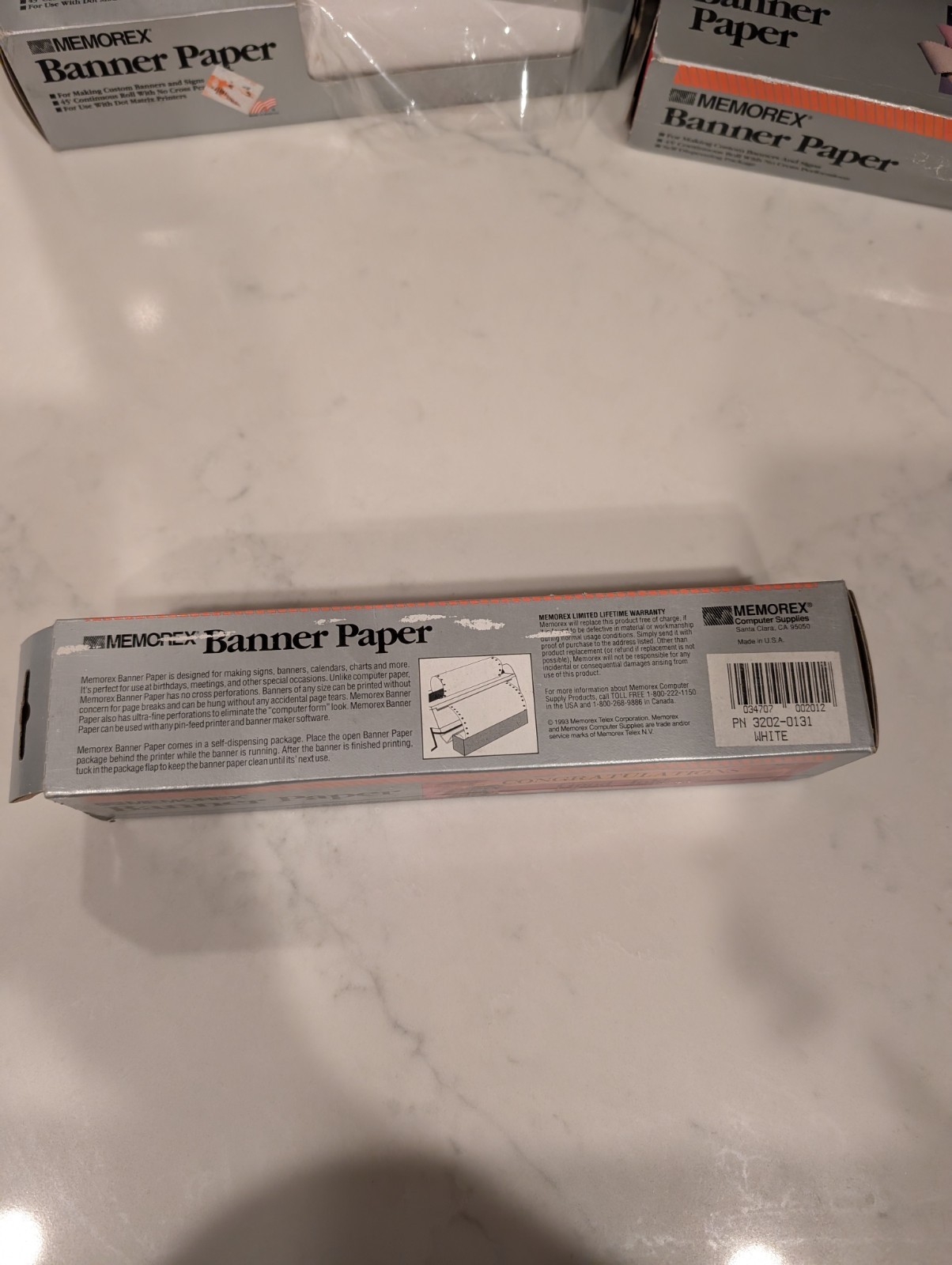 Memorex Banner Paper 4 Rolls White & Red 45′ Continuous Roll Dot Matrix Printer