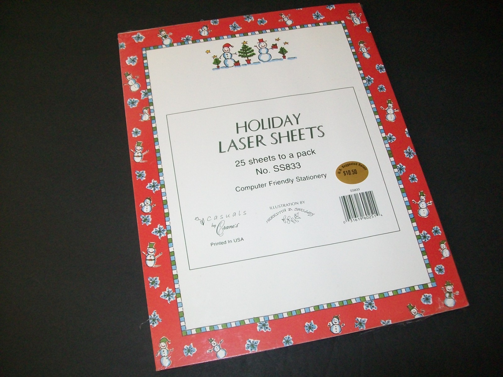 Christmas Snowmen Vintage Designer Computer Paper 25 Sheets New & Sealed