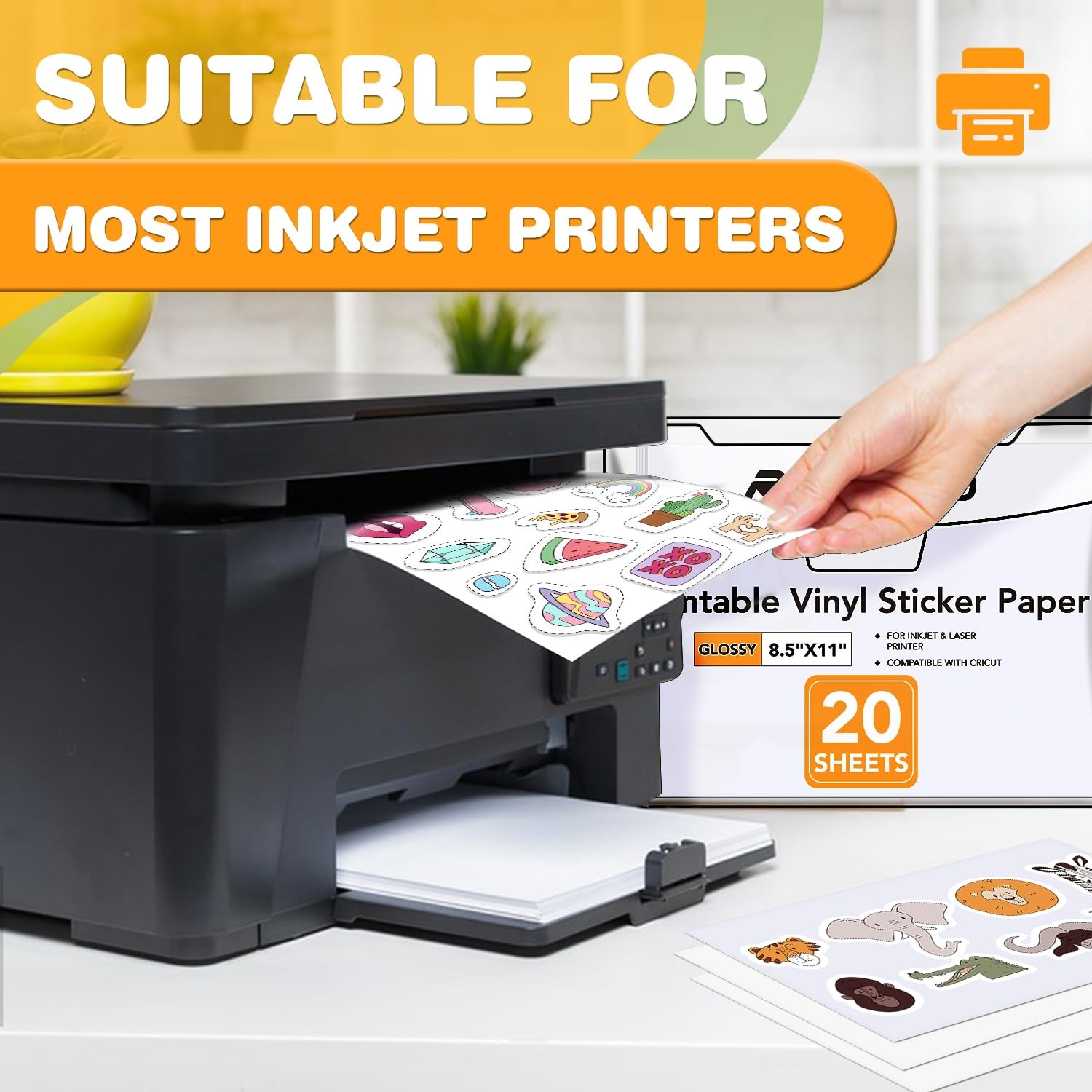 20 PCS Sticker Paper for Inkjet Printer, Printable Vinyl Sticker Paper Dries …