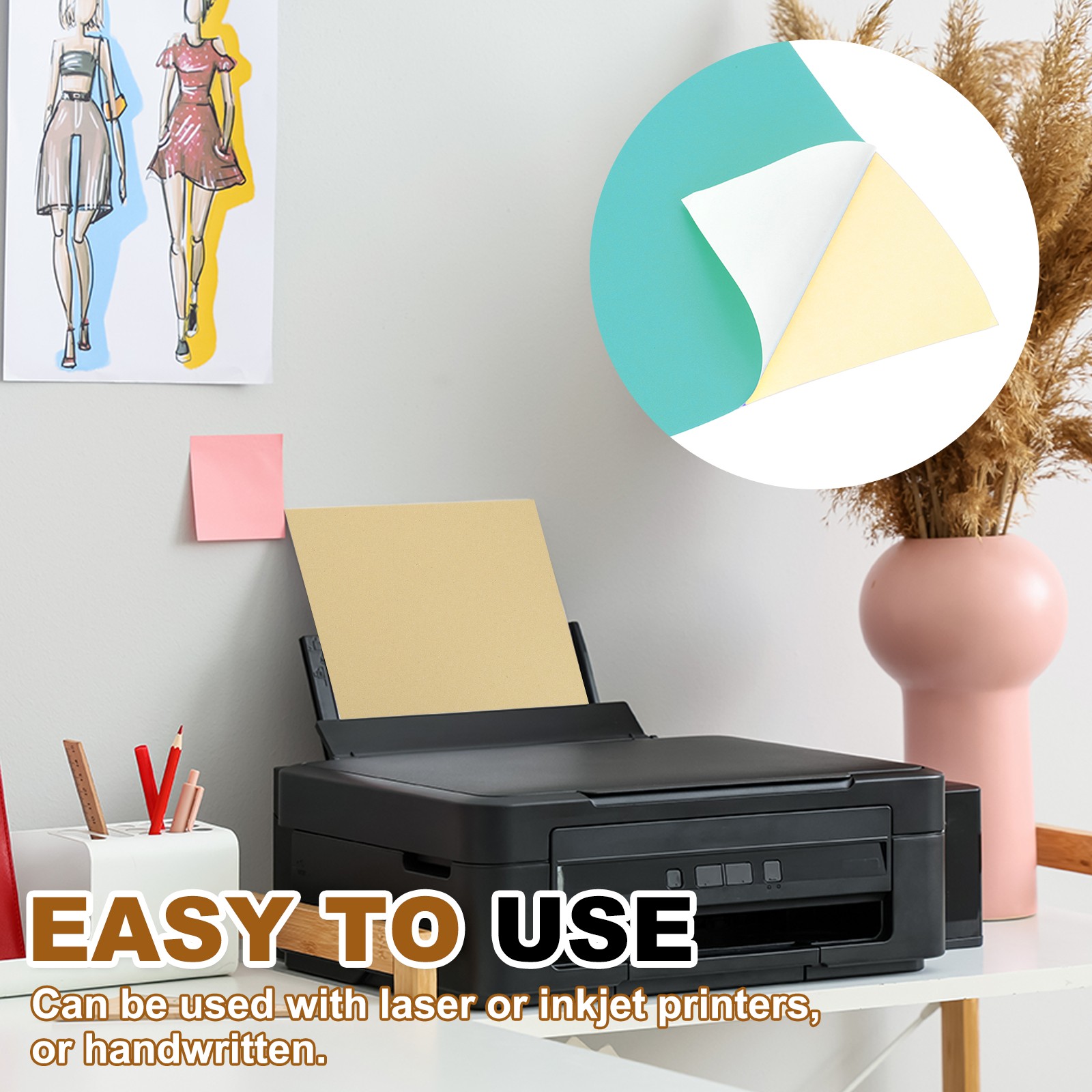 15 Sheets Printable Self Adhesive Sticker Paper for Laser Printer, Sapphire