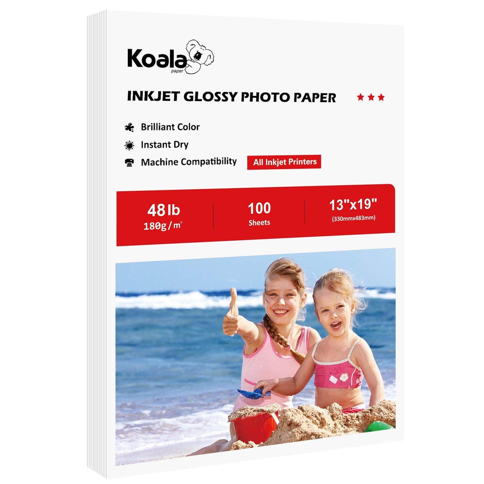 13×19 Glossy Photo Paper 48lb 100 Sheets for Inkjet Printers DYE INK