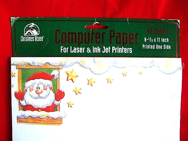 CHRISTMAS HOUSE Santa & Christmas Tree Graphic Computer Paper 42 Sheets -New