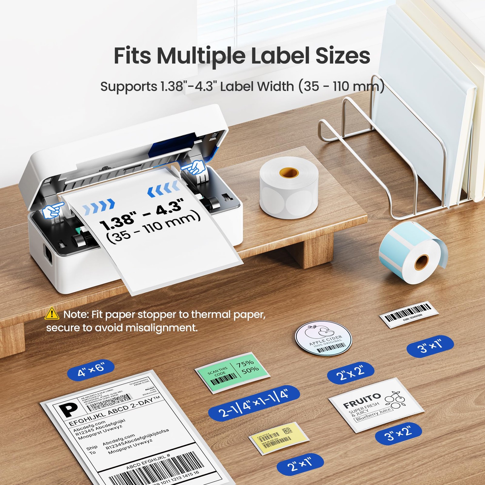 ETIKEZ Bluetooth Thermal Shipping Label Printer, 4×6 160*109*30mm, white