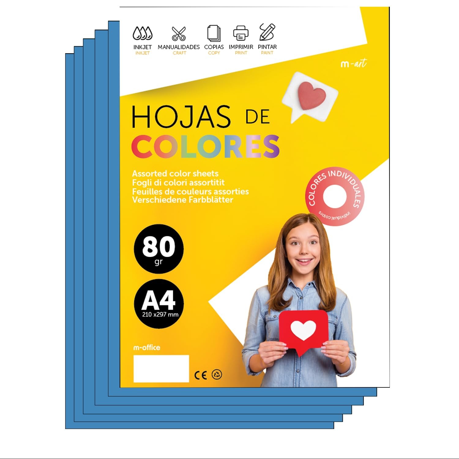 Colourful Paper A4 80g for Printers & Crafts, Coloured Sheets for Kids, Creat…